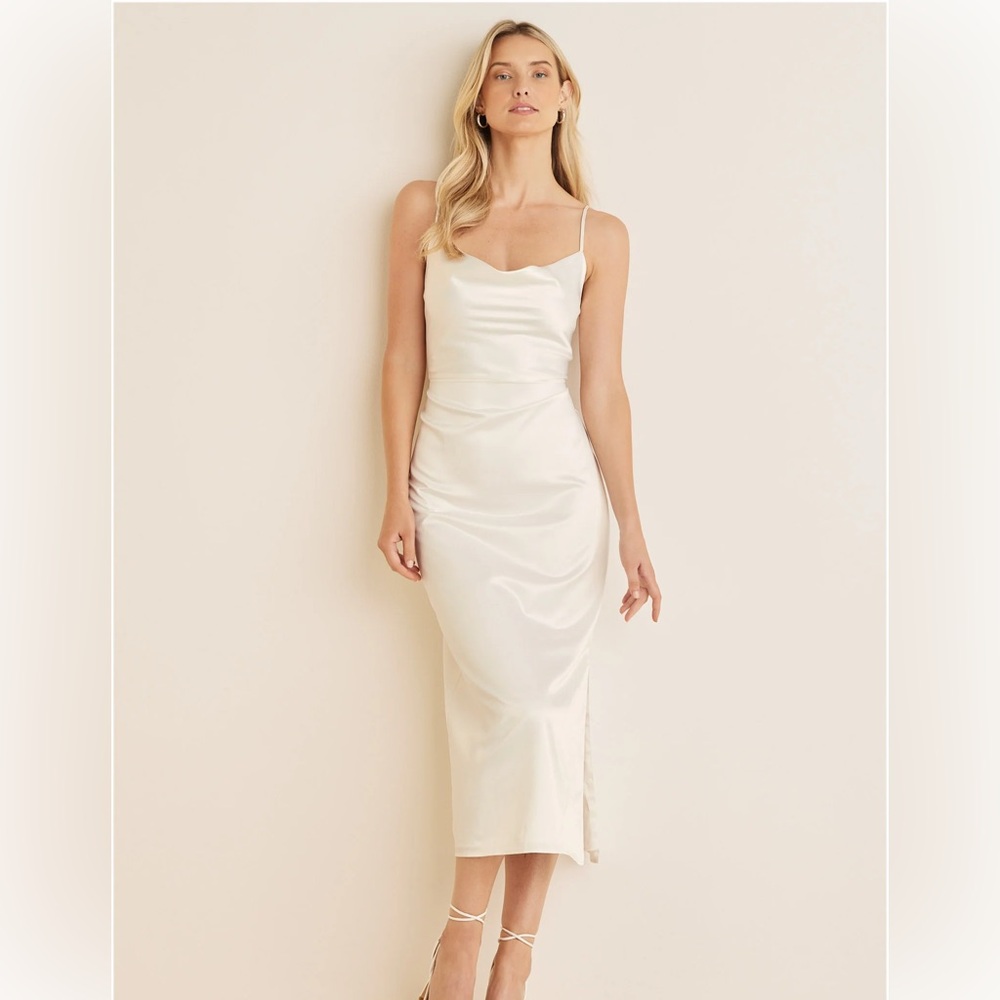 Elegant White Satin Slip Dress